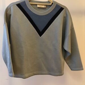 MAISON KITSUNE Gray and Black Crewneck Sweater